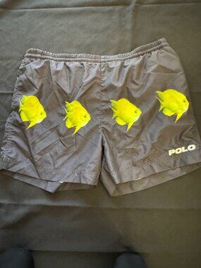 Polo Black with Neon Fish Swim Trunks; Never work; Size L